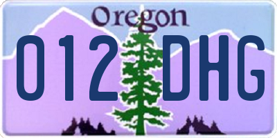 OR license plate 012DHG
