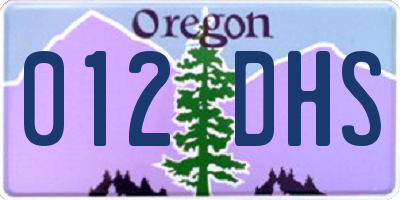 OR license plate 012DHS