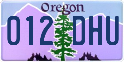 OR license plate 012DHU