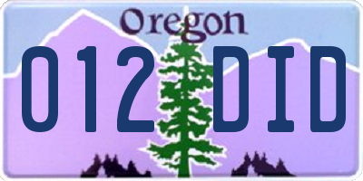 OR license plate 012DID