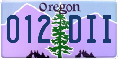 OR license plate 012DII