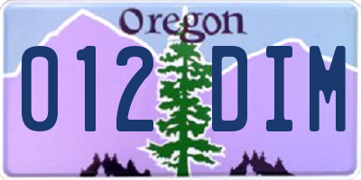 OR license plate 012DIM