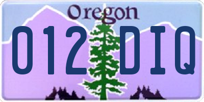 OR license plate 012DIQ