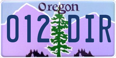OR license plate 012DIR