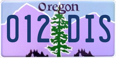 OR license plate 012DIS
