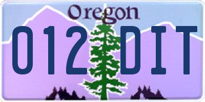 OR license plate 012DIT