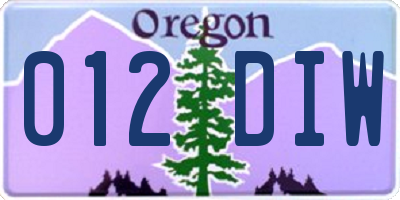 OR license plate 012DIW