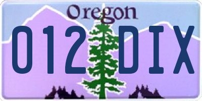 OR license plate 012DIX