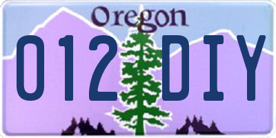 OR license plate 012DIY