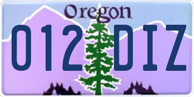 OR license plate 012DIZ