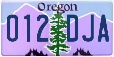 OR license plate 012DJA