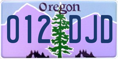 OR license plate 012DJD