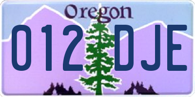 OR license plate 012DJE
