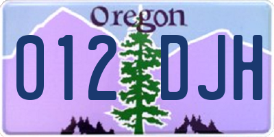 OR license plate 012DJH