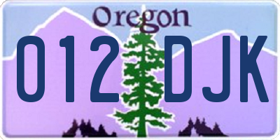 OR license plate 012DJK