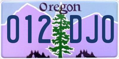 OR license plate 012DJO