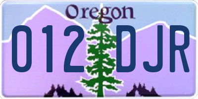 OR license plate 012DJR