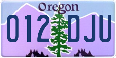 OR license plate 012DJU