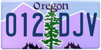 OR license plate 012DJV