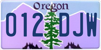 OR license plate 012DJW