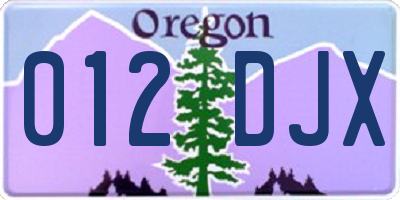OR license plate 012DJX
