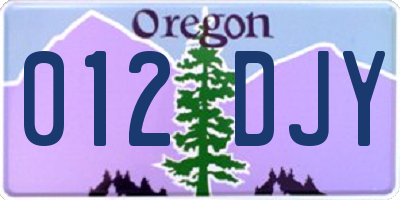 OR license plate 012DJY