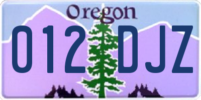 OR license plate 012DJZ