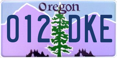 OR license plate 012DKE