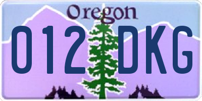OR license plate 012DKG