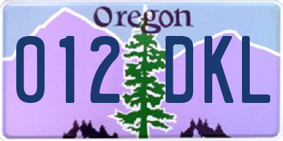 OR license plate 012DKL