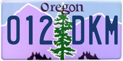 OR license plate 012DKM