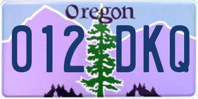 OR license plate 012DKQ
