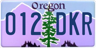 OR license plate 012DKR
