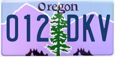 OR license plate 012DKV