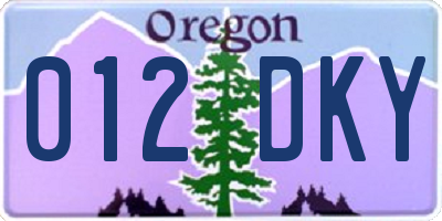 OR license plate 012DKY
