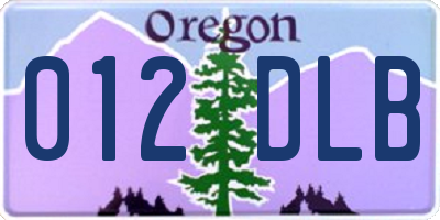 OR license plate 012DLB