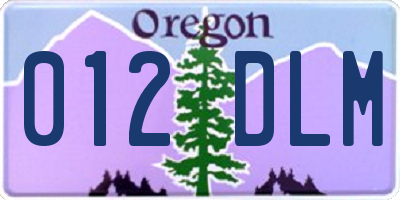 OR license plate 012DLM
