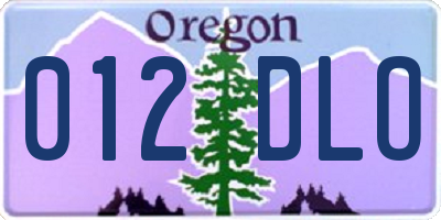 OR license plate 012DLO
