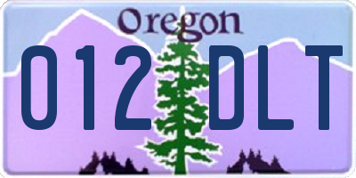 OR license plate 012DLT