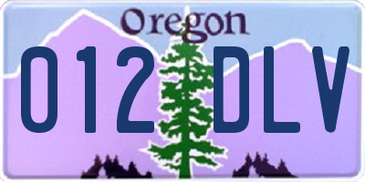 OR license plate 012DLV