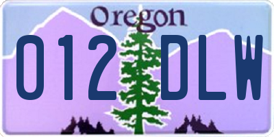 OR license plate 012DLW
