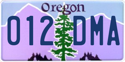 OR license plate 012DMA