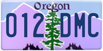 OR license plate 012DMC