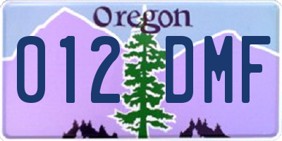 OR license plate 012DMF
