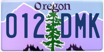 OR license plate 012DMK