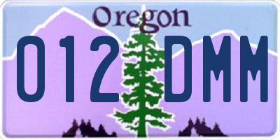 OR license plate 012DMM
