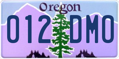 OR license plate 012DMO