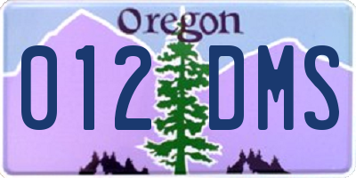 OR license plate 012DMS