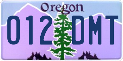 OR license plate 012DMT