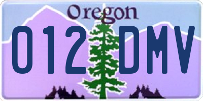 OR license plate 012DMV